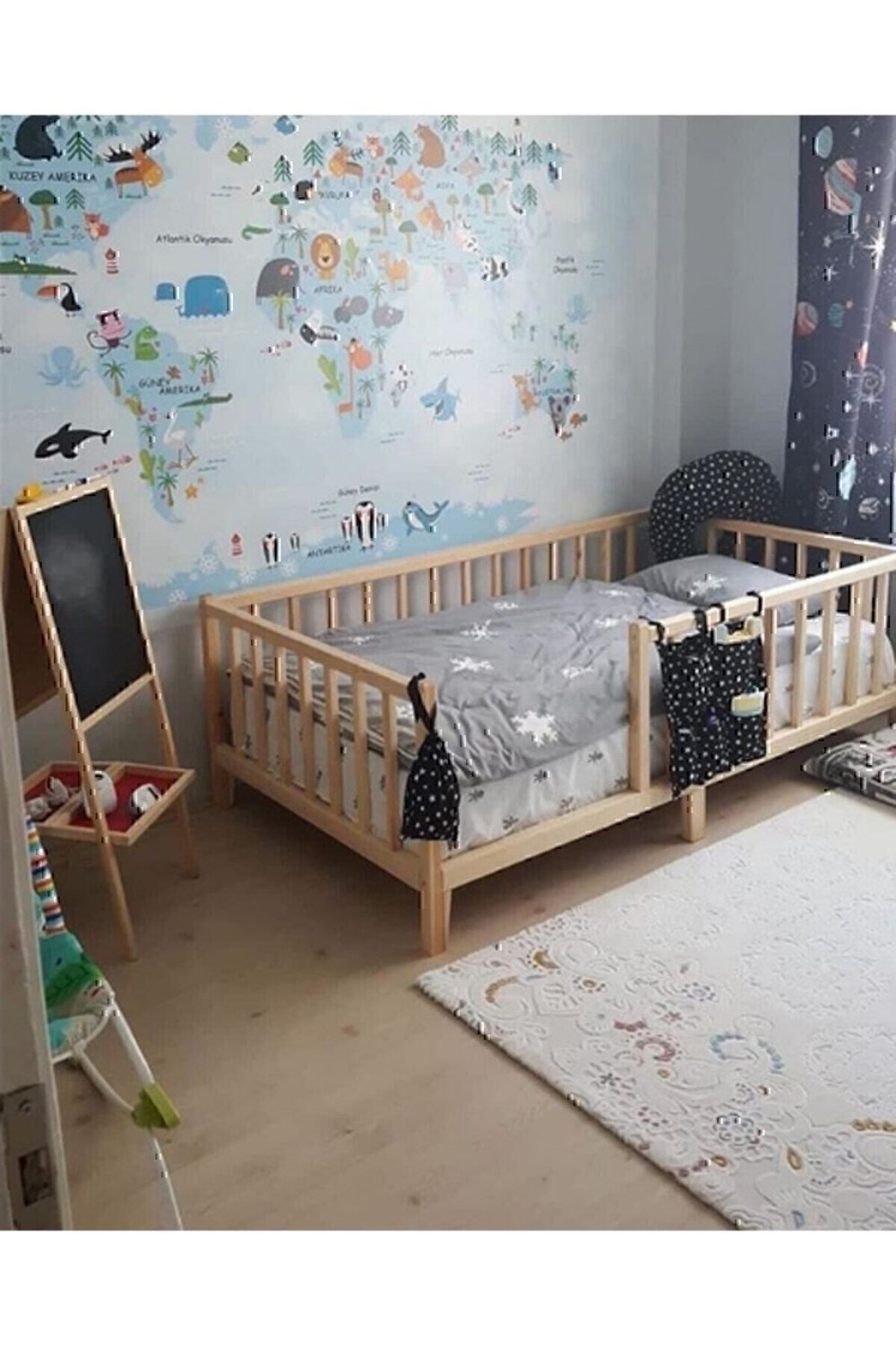 90*190 Doğal Ahşap Çocuk Yatağı