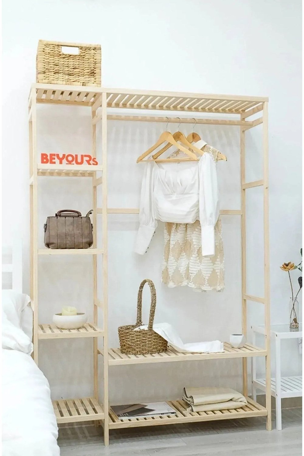 Ahşap Açık Gardırop Elbise Askılığı 150*96*35