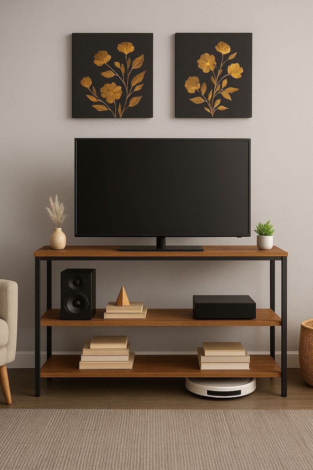 Tv Ünitesi Doğal Masif Ahşap Tv Ünitesi