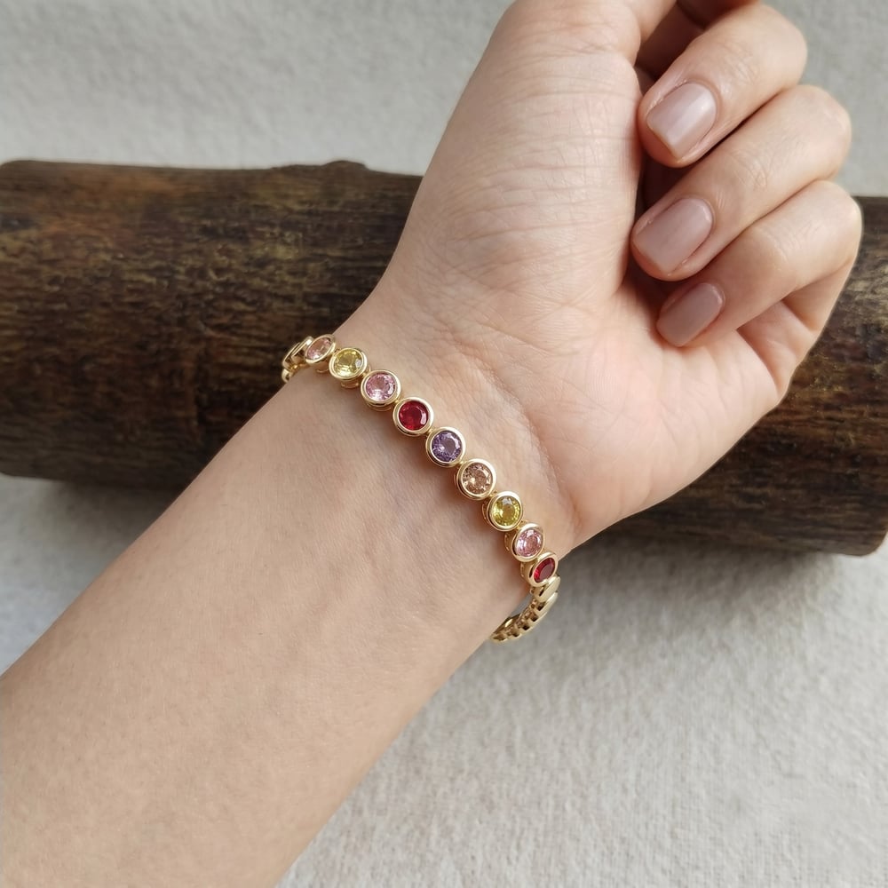Multi-Color Stone 14K VIP Kaplama Bileklik