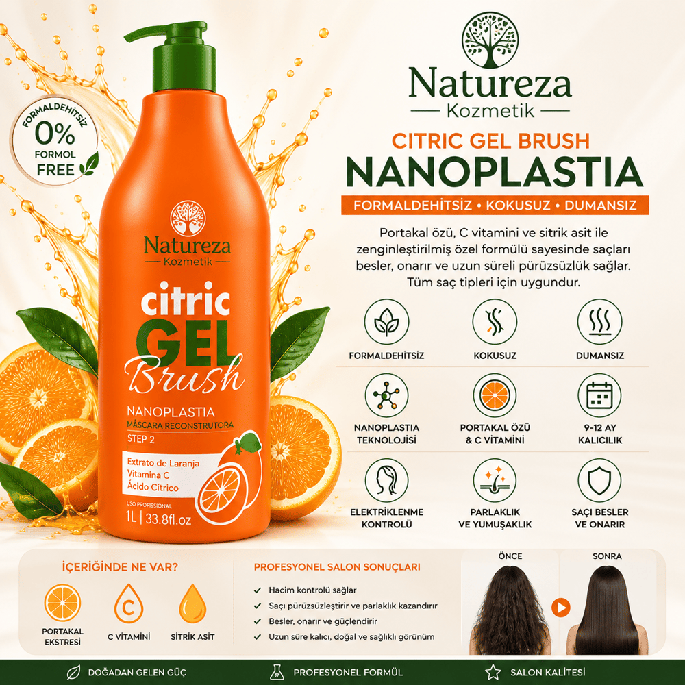 Natureza Citric Gel Brush Nanoplastia 1000ml Formaldehitsiz