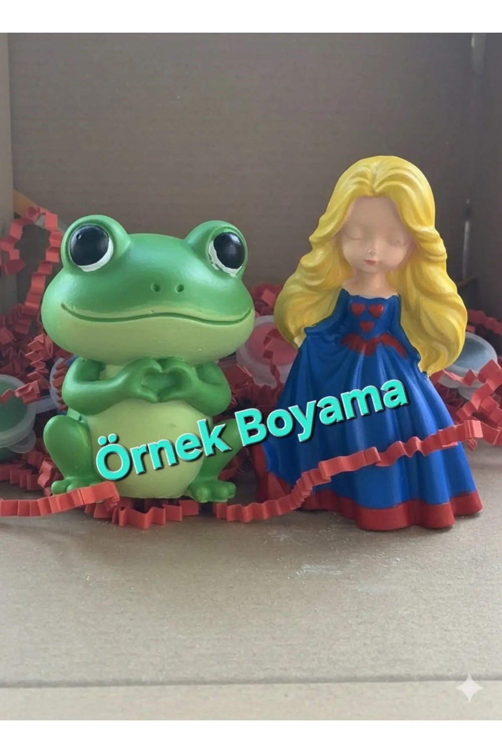 Kurbağa Ve Prenss Taş Boyama Seti - Sevgililer Günü Etkinlik Date / Mini Figür
