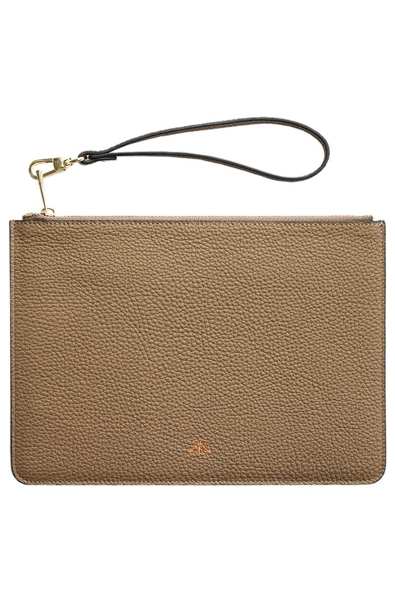 Deri Clutch Çanta El Saplı Vizon Togo