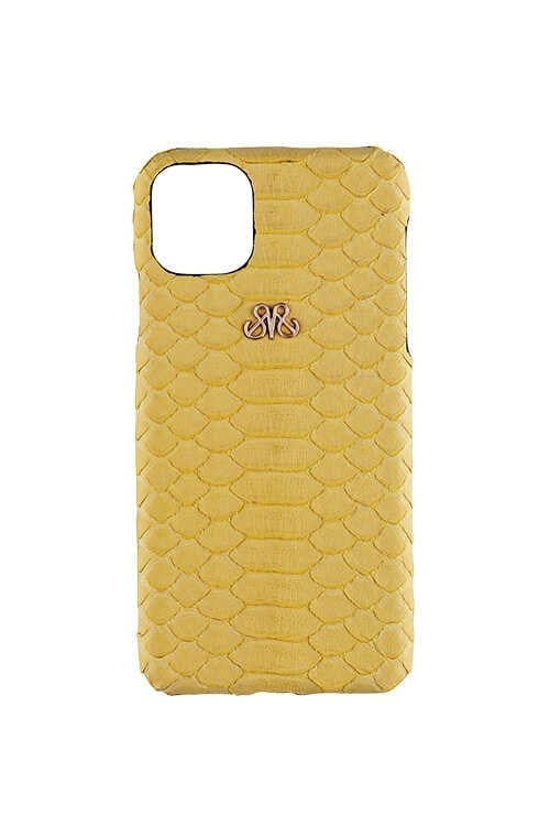 Deri iPhone Kılıf 11 Pro Sarı Piton