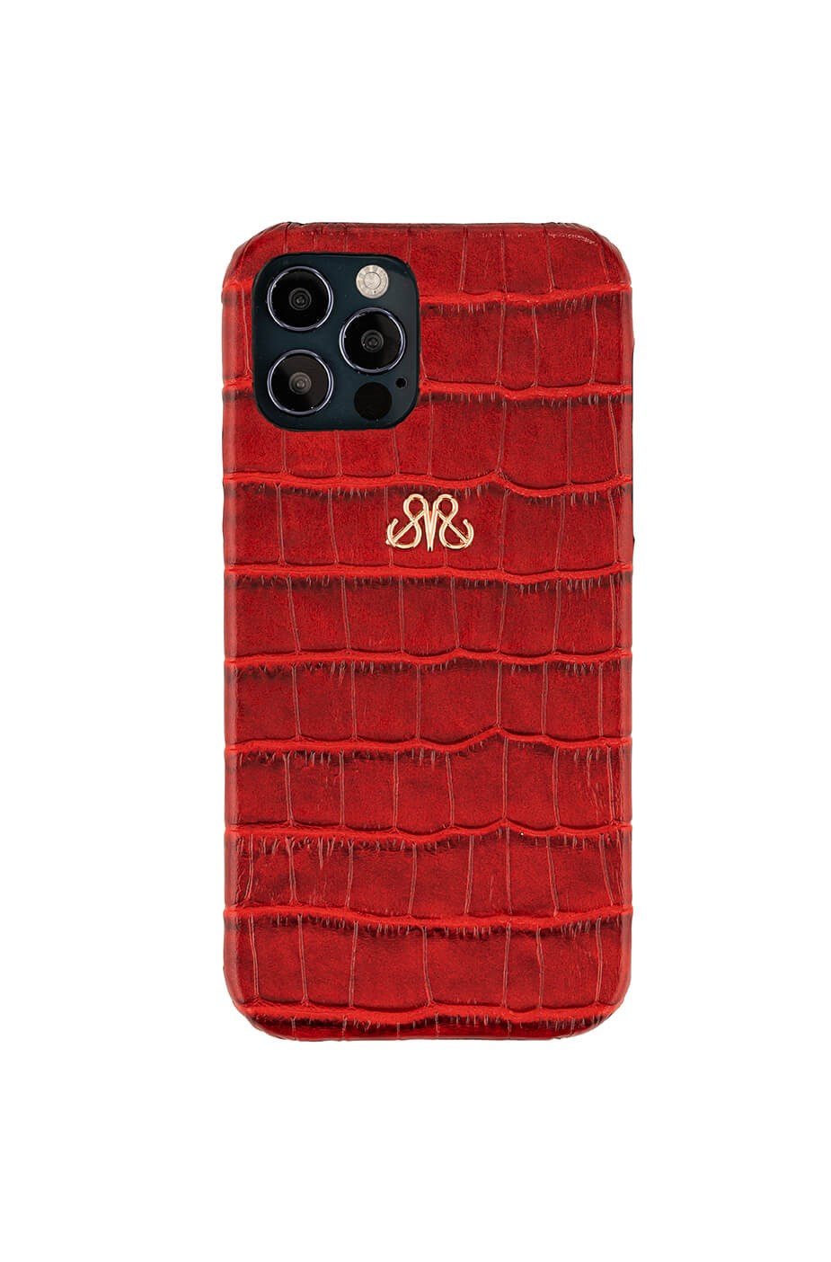 Deri iPhone Kılıf 12 Pro Max Kırmızı Croco Full Deri