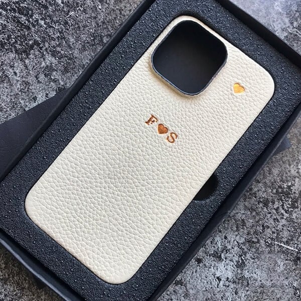 Deri iPhone Kılıf 14-13 Krem Togo Full Deri