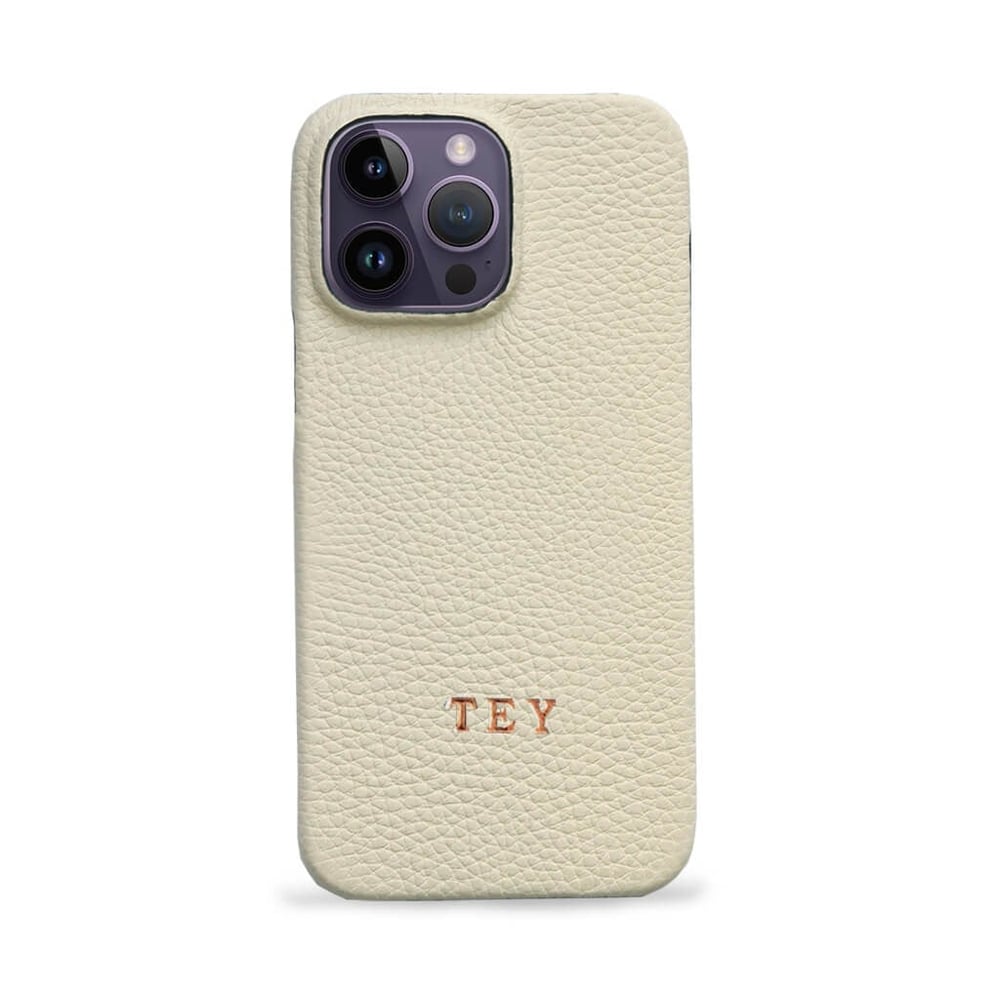 Deri iPhone Kılıf 14 Pro Krem Togo Full Deri