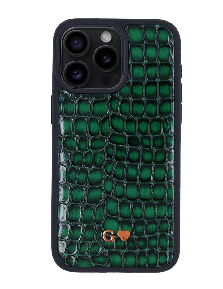 Deri iPhone Kılıf 15 Pro Premium Yeşil