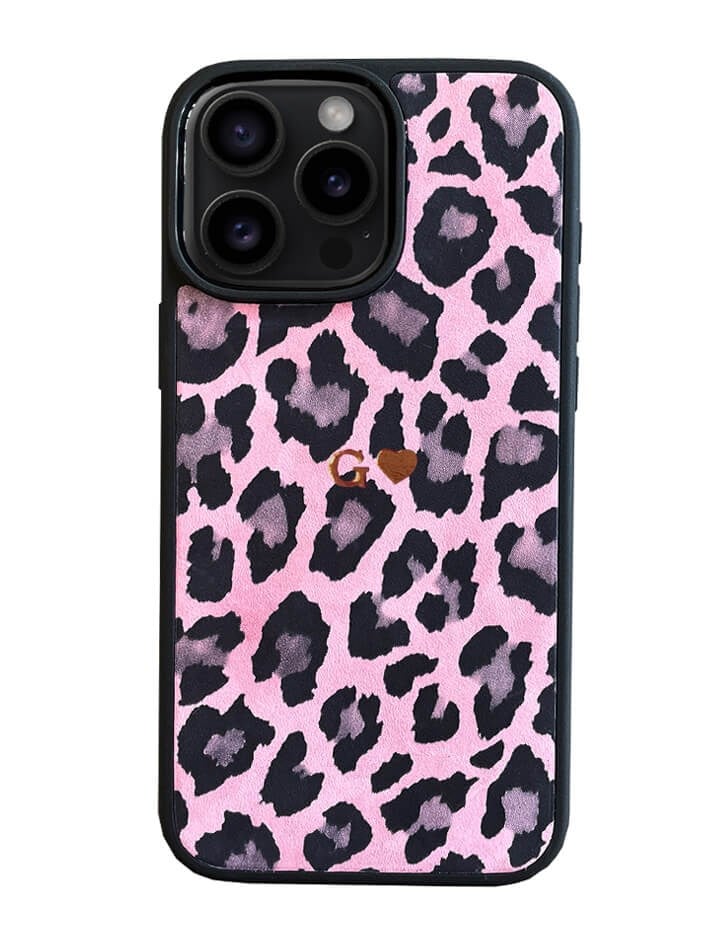 Deri iPhone Kılıf 16 Pro Pembe Leopar