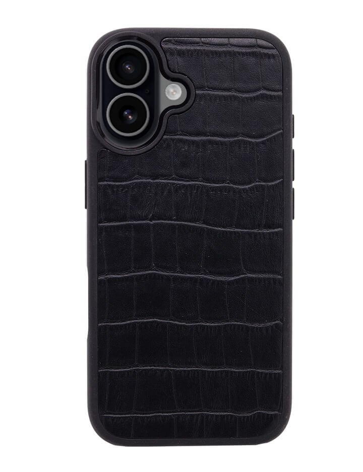 Deri iPhone Kılıf 17 Siyah Croco