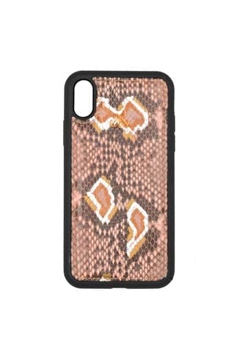 Deri iPhone Kılıf Xr Pembe Piton