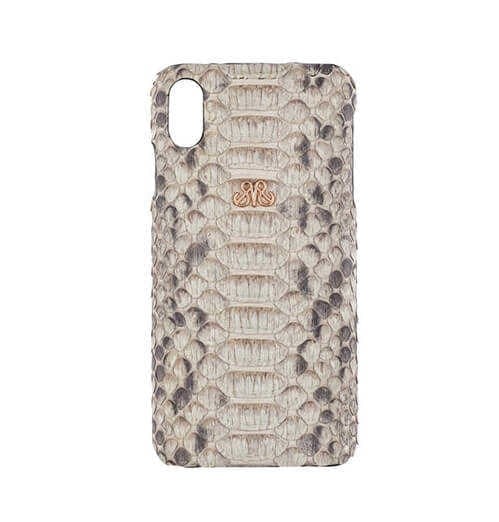 Deri iPhone Kılıf Xs Max  Gri  Piton