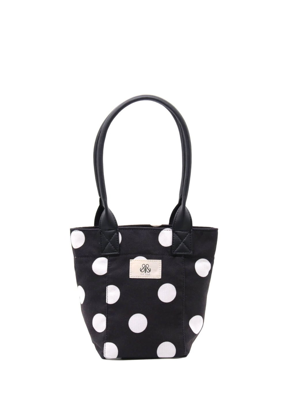 Mini Tote Çanta Beyaz Büyük Puantiye Small