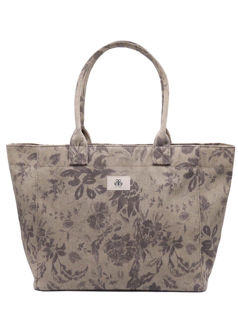 Tote Çanta Gri Çiçekli Large