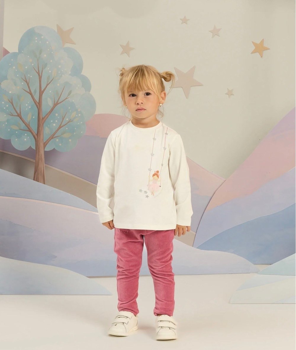 Peri Desenli Tshirt 3 Ay-18Ay Beyaz