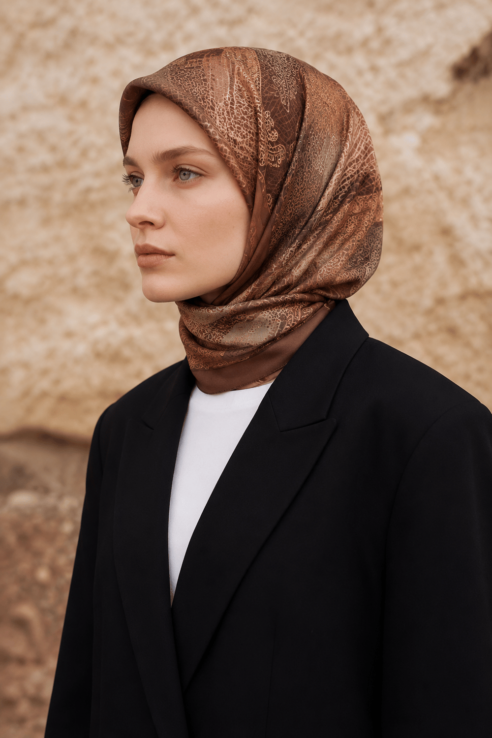 Soft Eşarp Paisley Desen - Kahve