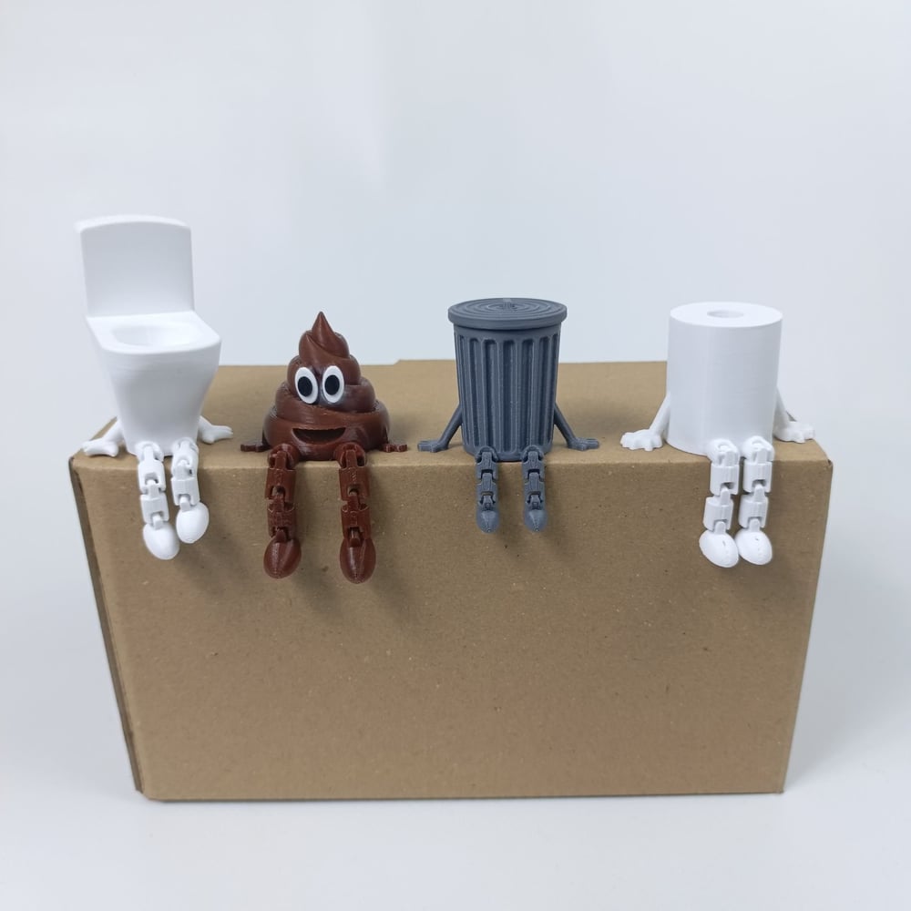4 lü Eğlenceli  Dekoratif Banyo Seti(Klozet-Çöp Kovası-Tuvalet Kağıdı-Kaka)