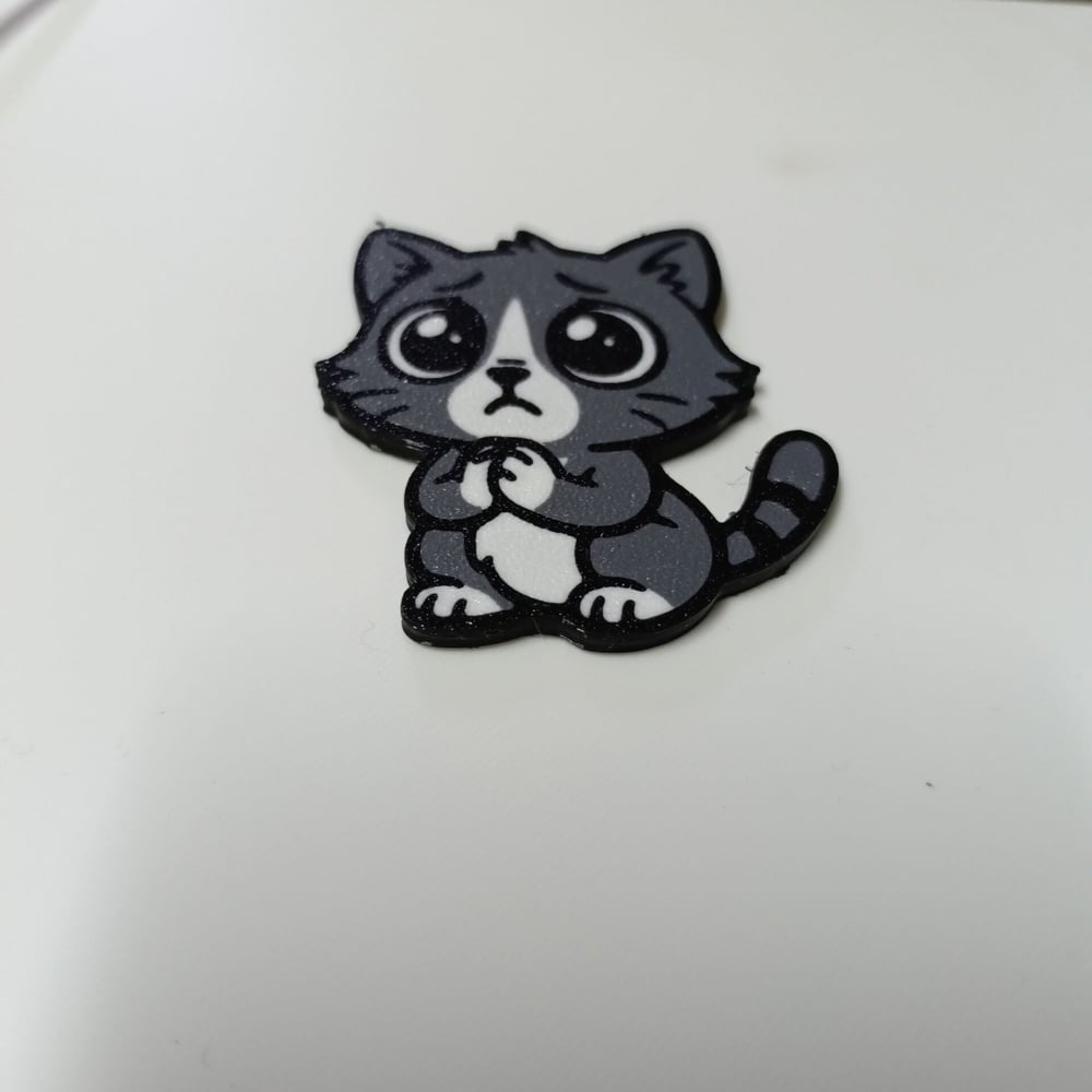 Elleri Birleşik Gri Kedi Magnet