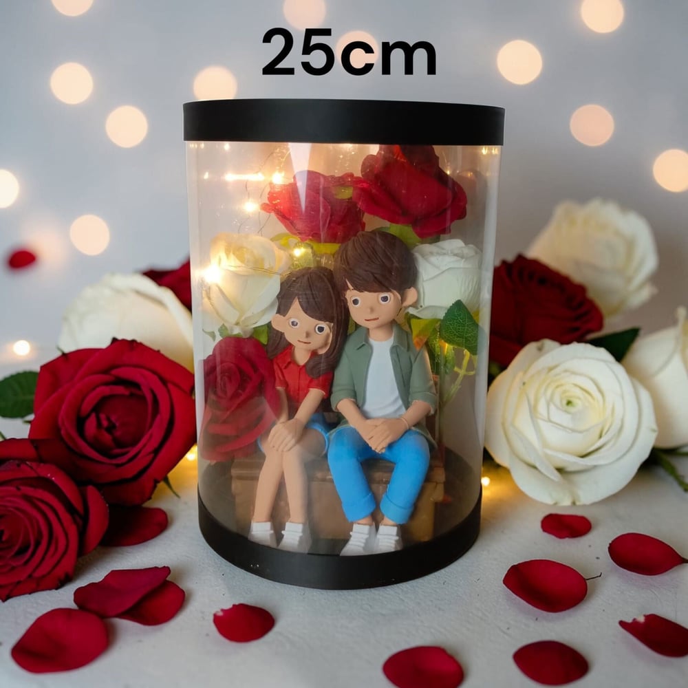 Seni Seviyorum Yazılı -Işıklı -Biblolu Kutu Güller 25cm