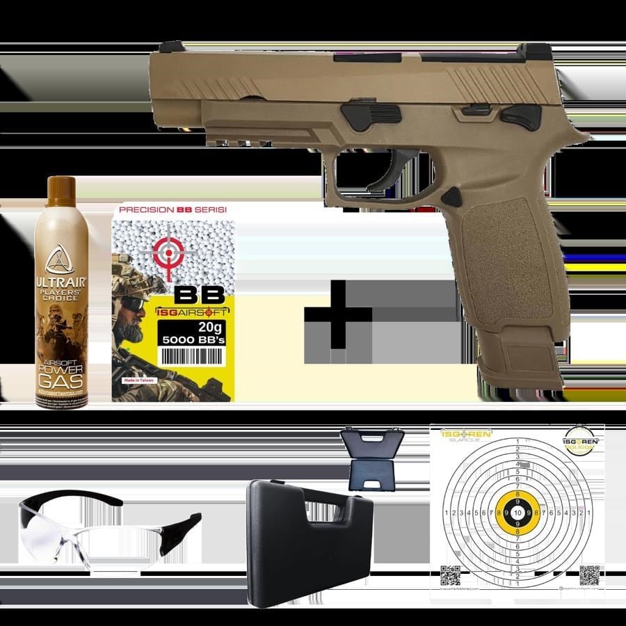 We AEG SIG P320 M17 Green Gas GBB Airsoft Tabanca (F17)  Seti - Tan