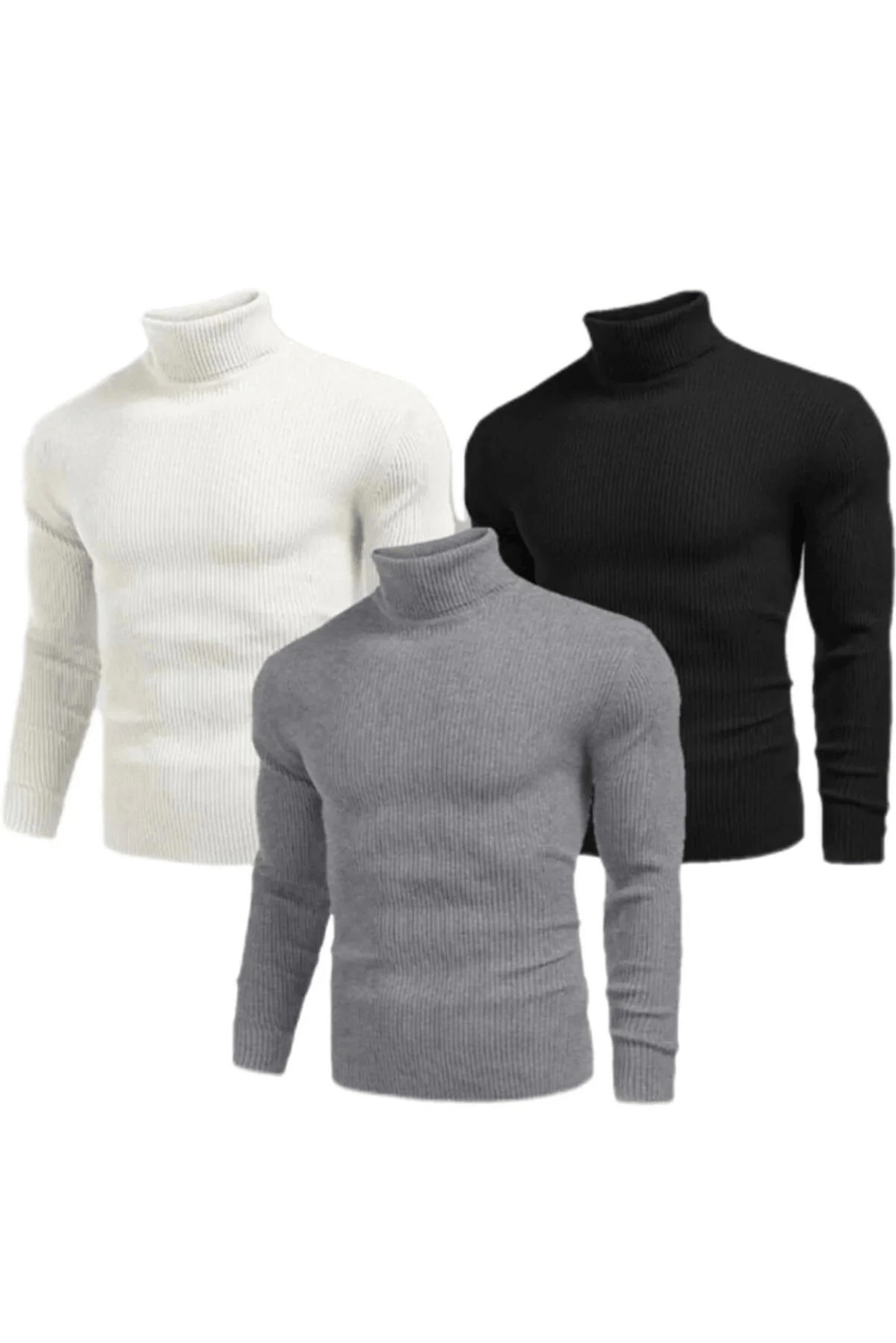 Erkek 3 Adet Kaşkorse Boğazlı Full Likralı Fitilli Slimfit Body