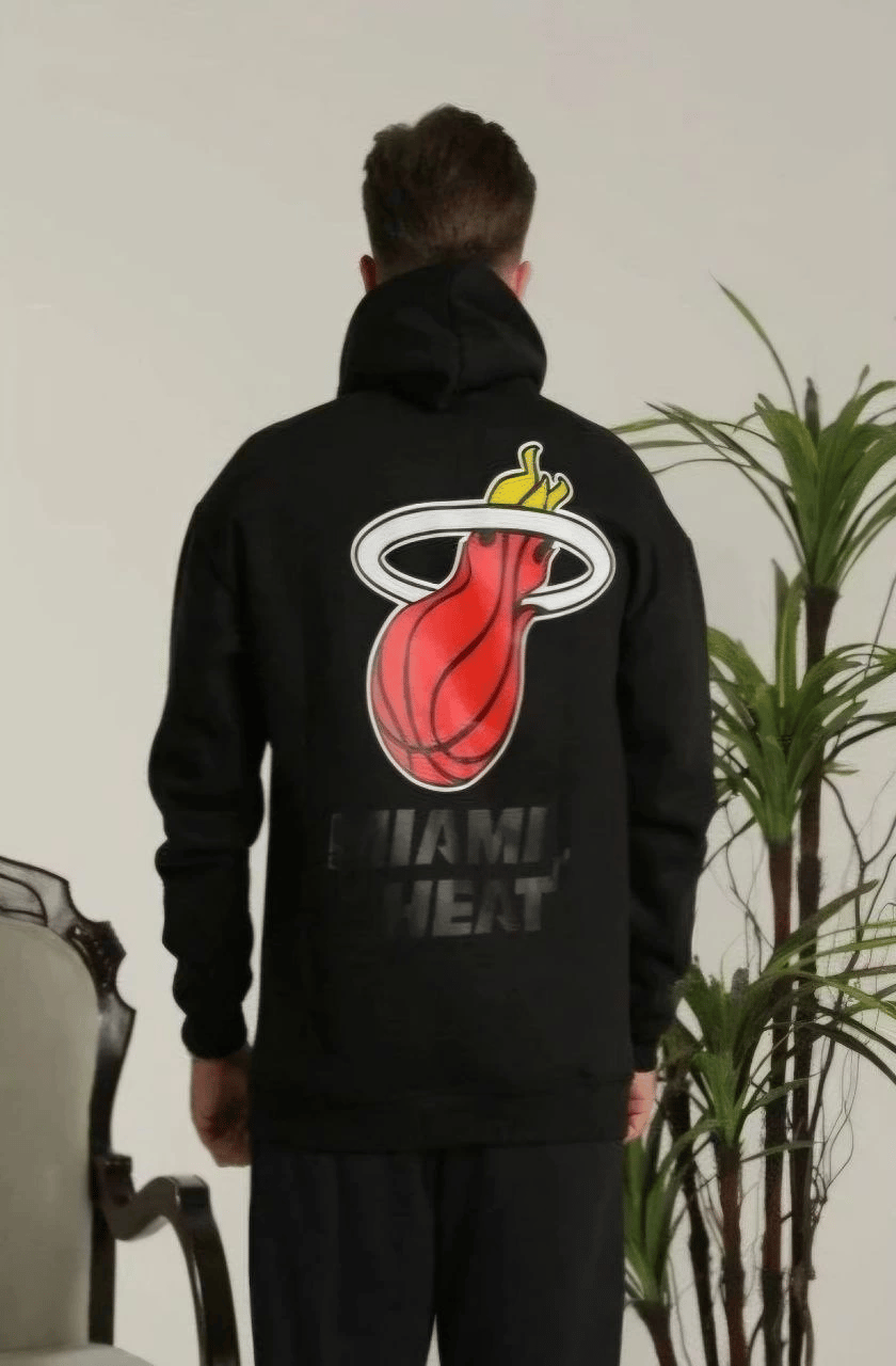 Erkek 3 İplik Pamuklu Kapüşonlu Baskılı Cepli Oversize Sweatshirt Hoodie - Siyah