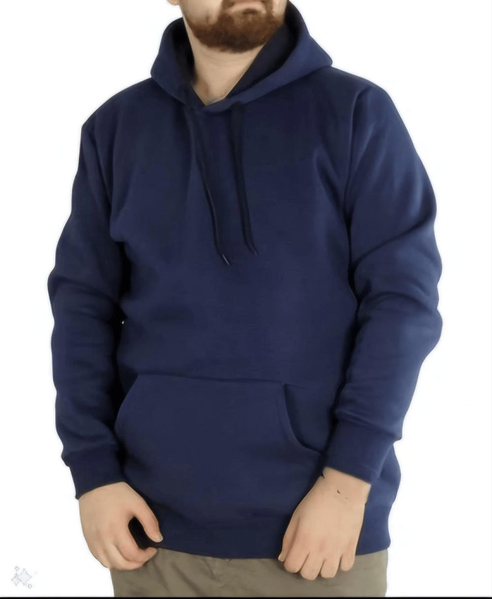 Erkek 3 İplik Pamuklu Kapüşonlu Cepli Oversize Hoodie Sweatshirt - Lacivert