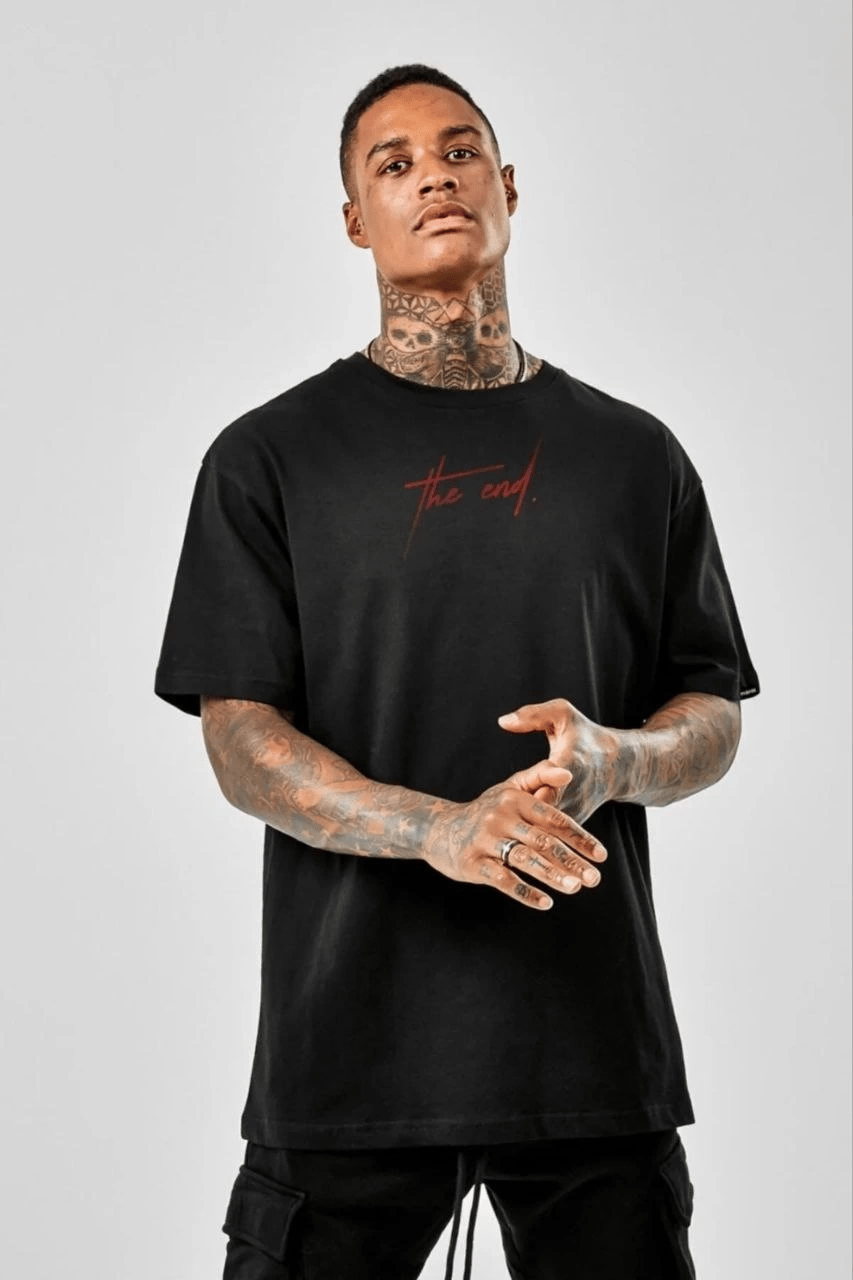 Erkek Baskılı T-Shirt Kısa Kol Bisiklet Yaka Regular Fit Rahat Kalıp Günlük Tişört - Siyah