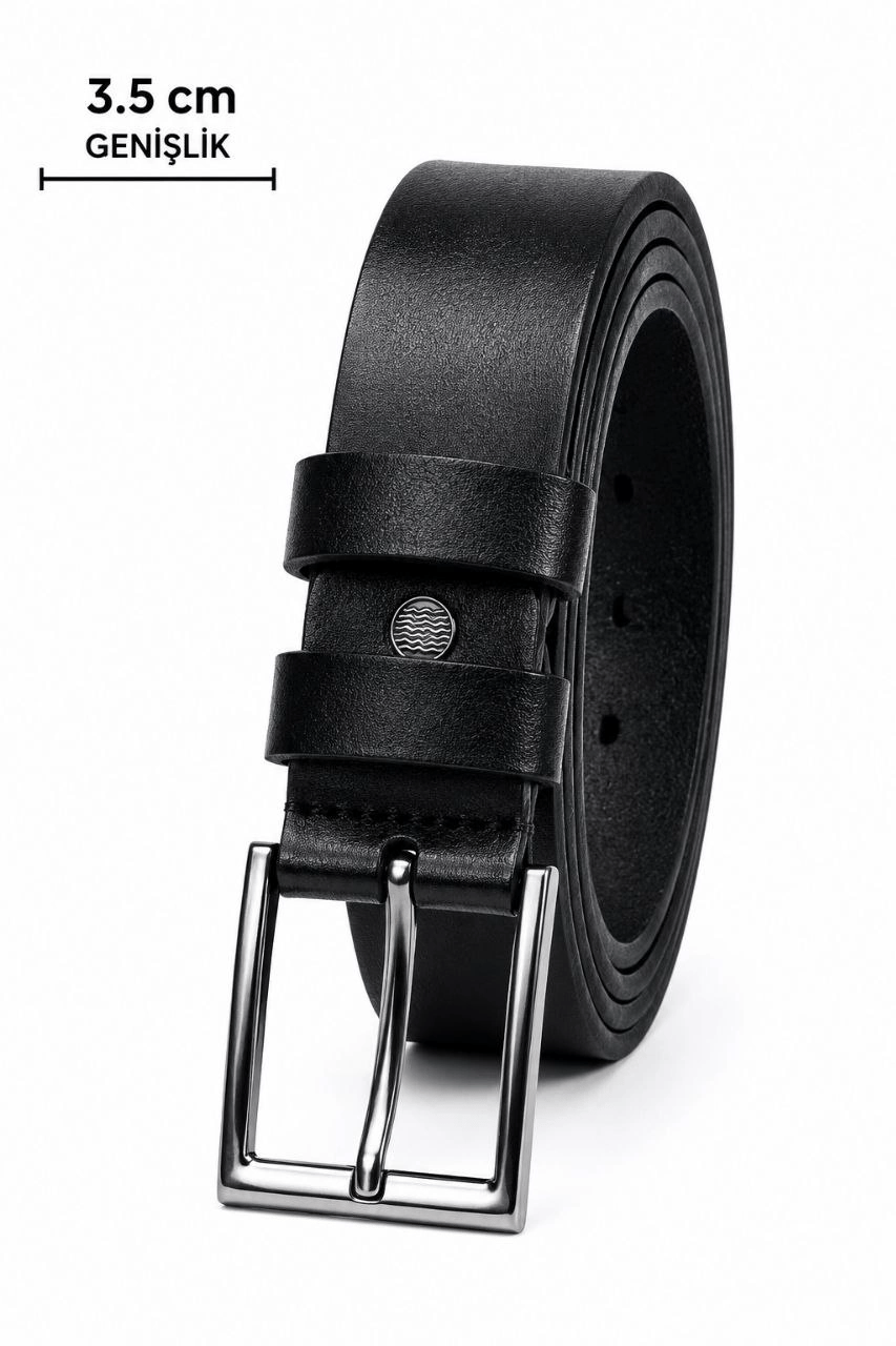 Erkek Hakiki Deri 3.5 cm Klasik Kemer Metal Tokalı Günlük ve Klasik Kullanım