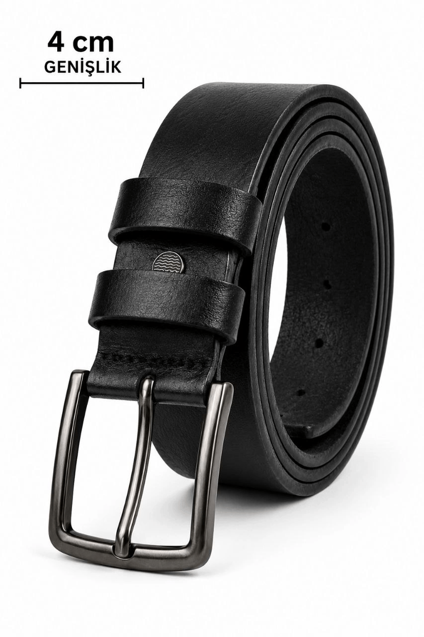 Erkek Hakiki Deri 4 cm Klasik Kemer Metal Tokalı Günlük ve Klasik Kullanım