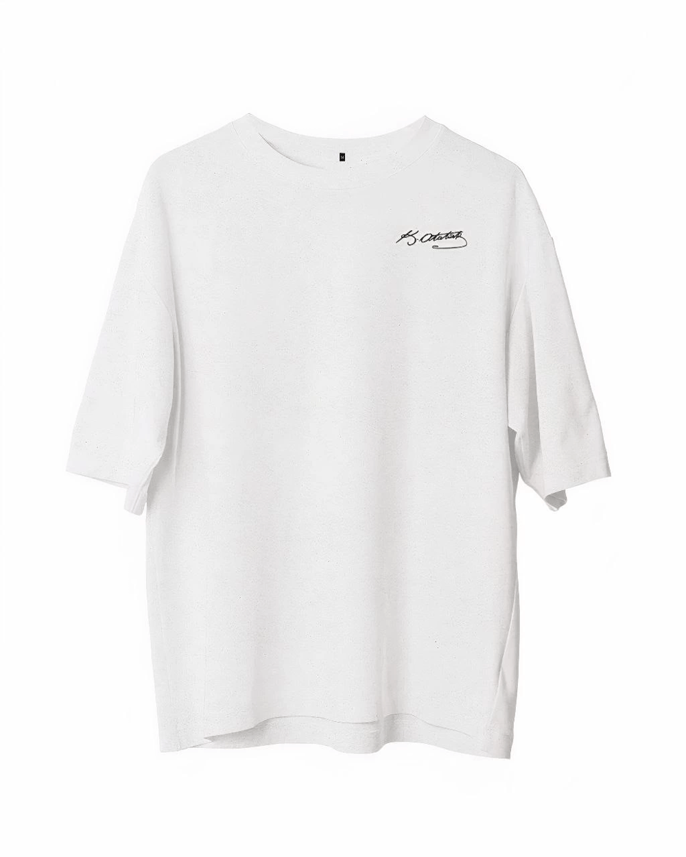 Erkek Kısa Kol Tişört Bisiklet Yaka ATATÜRK Baskılı T-Shirt -  Beyaz