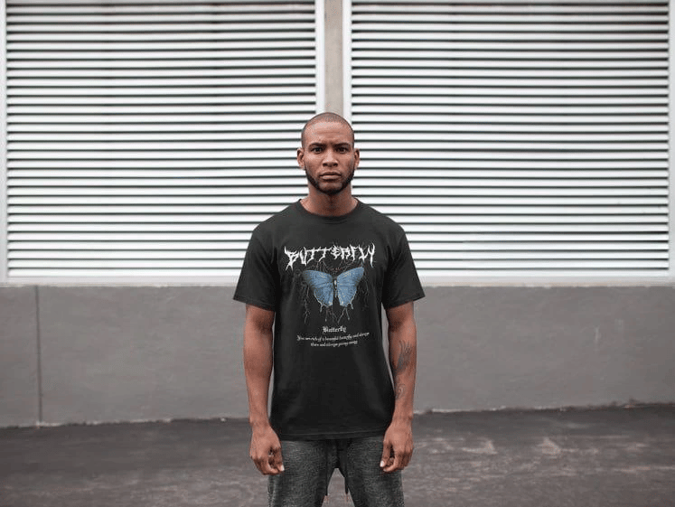Erkek Kısa Kol Yazlık Tişört Bisiklet Yaka Baskılı Oversize T-Shirt - Siyah