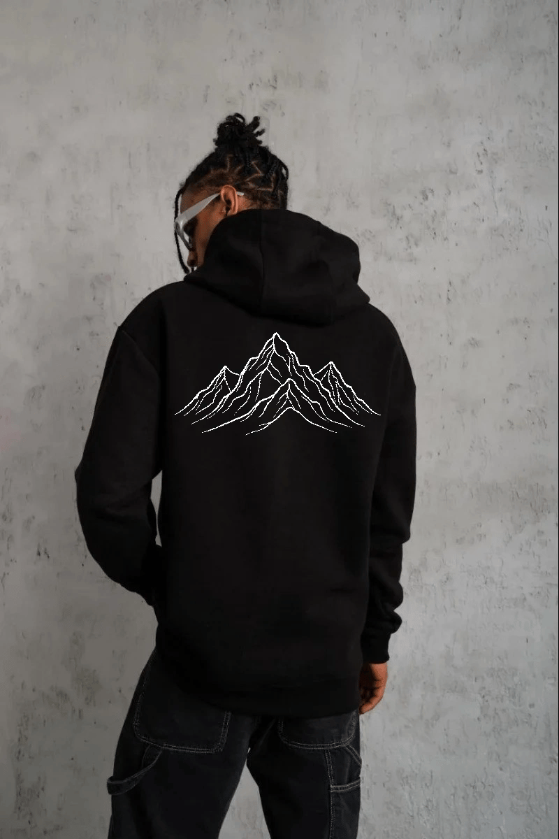 Erkek Nihilist Penguen Baskılı 3 İplik Pamuklu Kapüşonlu Sweatshirt Hoodie Siyah