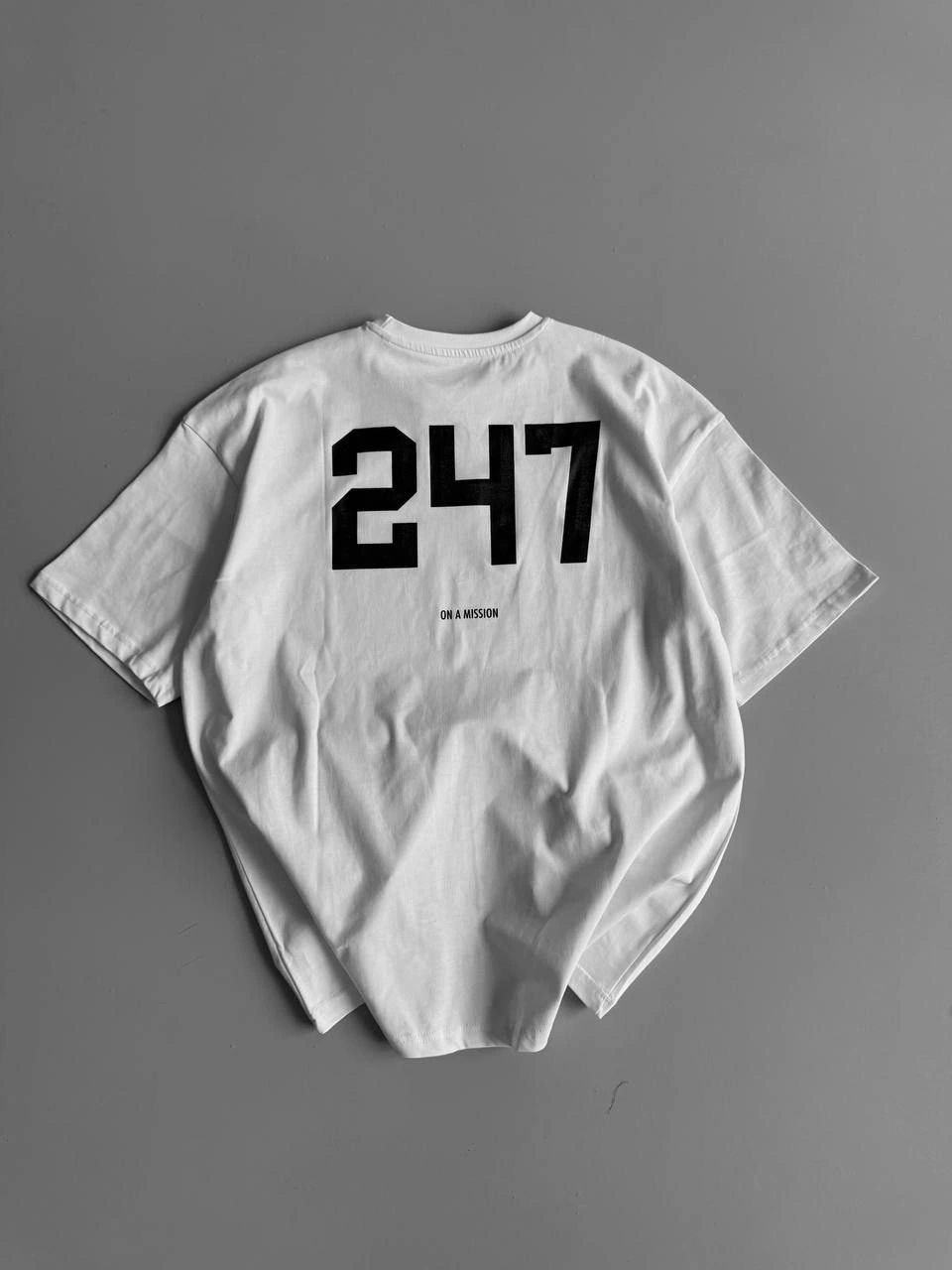 Erkek Ön ve Arka Baskılı T-Shirt Kısa Kol Bisiklet Yaka Regular Fit Tişört - Beyaz