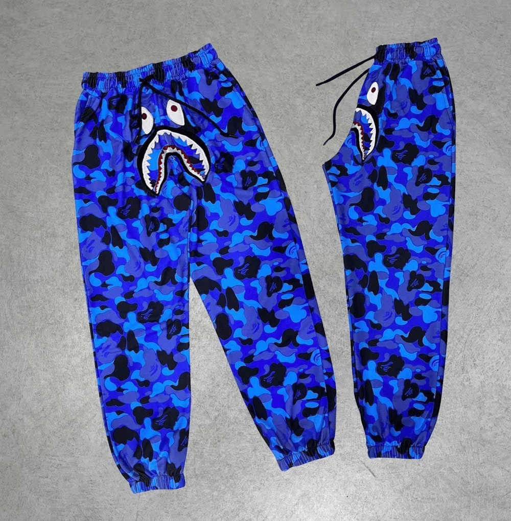 Erkek Pubg Bape x Shark Eşofman Altı - Mavi