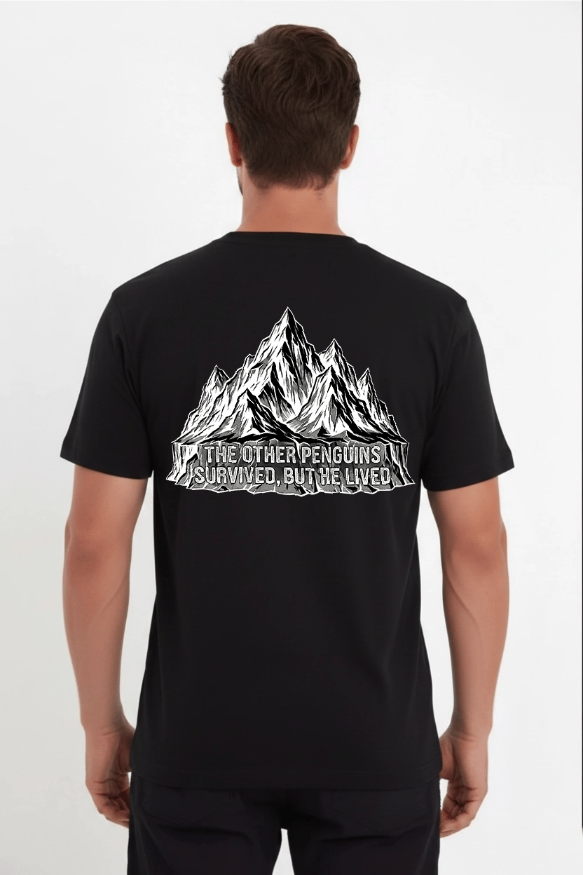 Erkek T-Shirt Nihilist Penguen Baskılı Bisiklet Yaka Kısa kol yazlık Tişört - Siyah