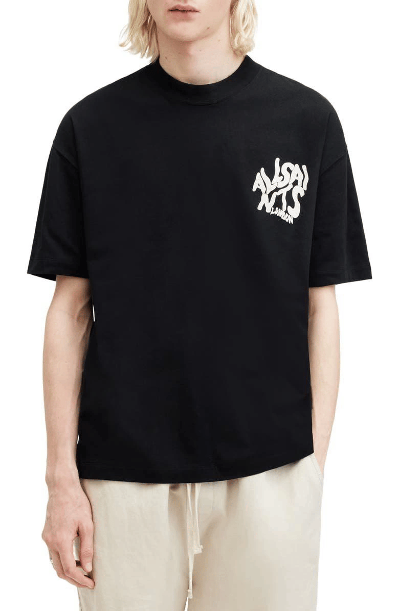 Erkek Tişört Baskılı Oversize Kısa kol T-shirt - Siyah