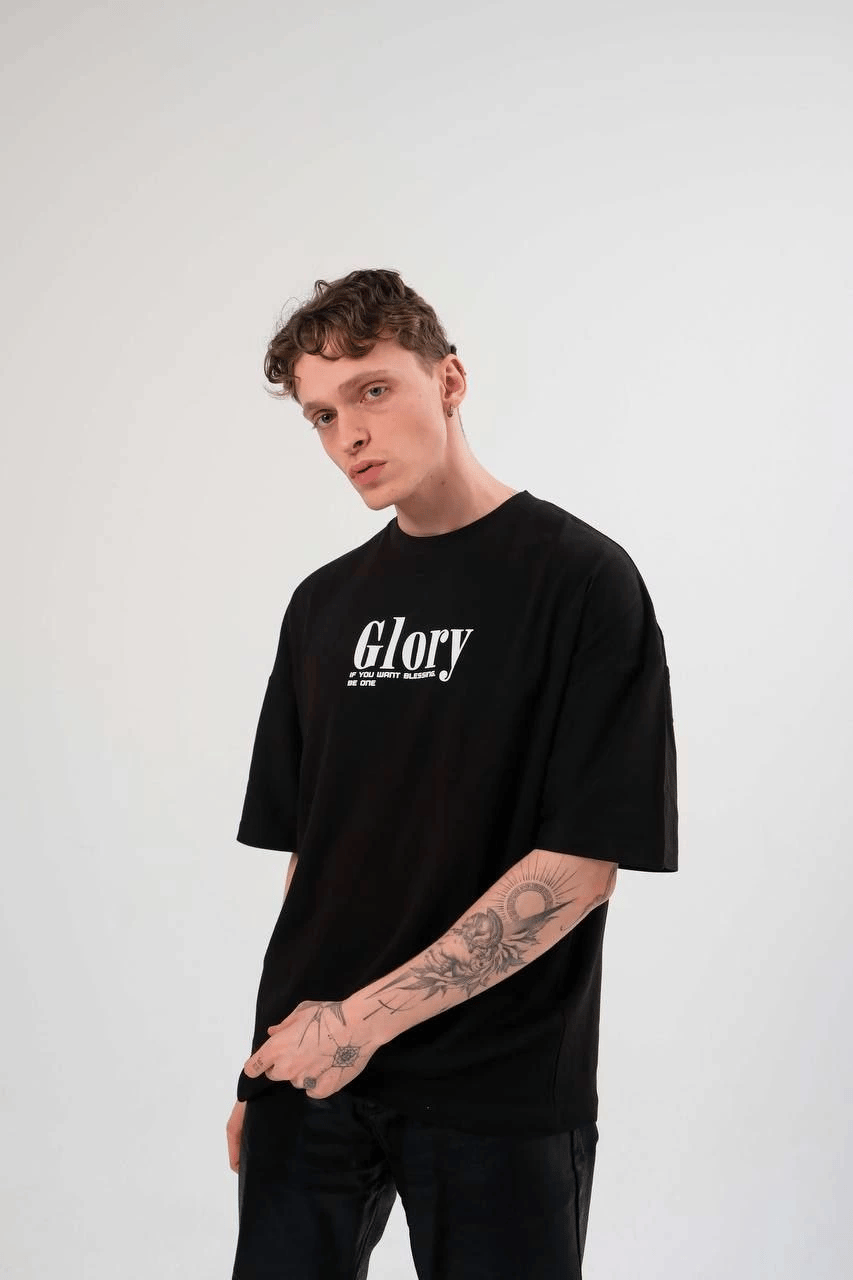 Erkek Tişört Yazlık Bisiklet Yaka Baskılı Kısa kol T-Shirt - Siyah