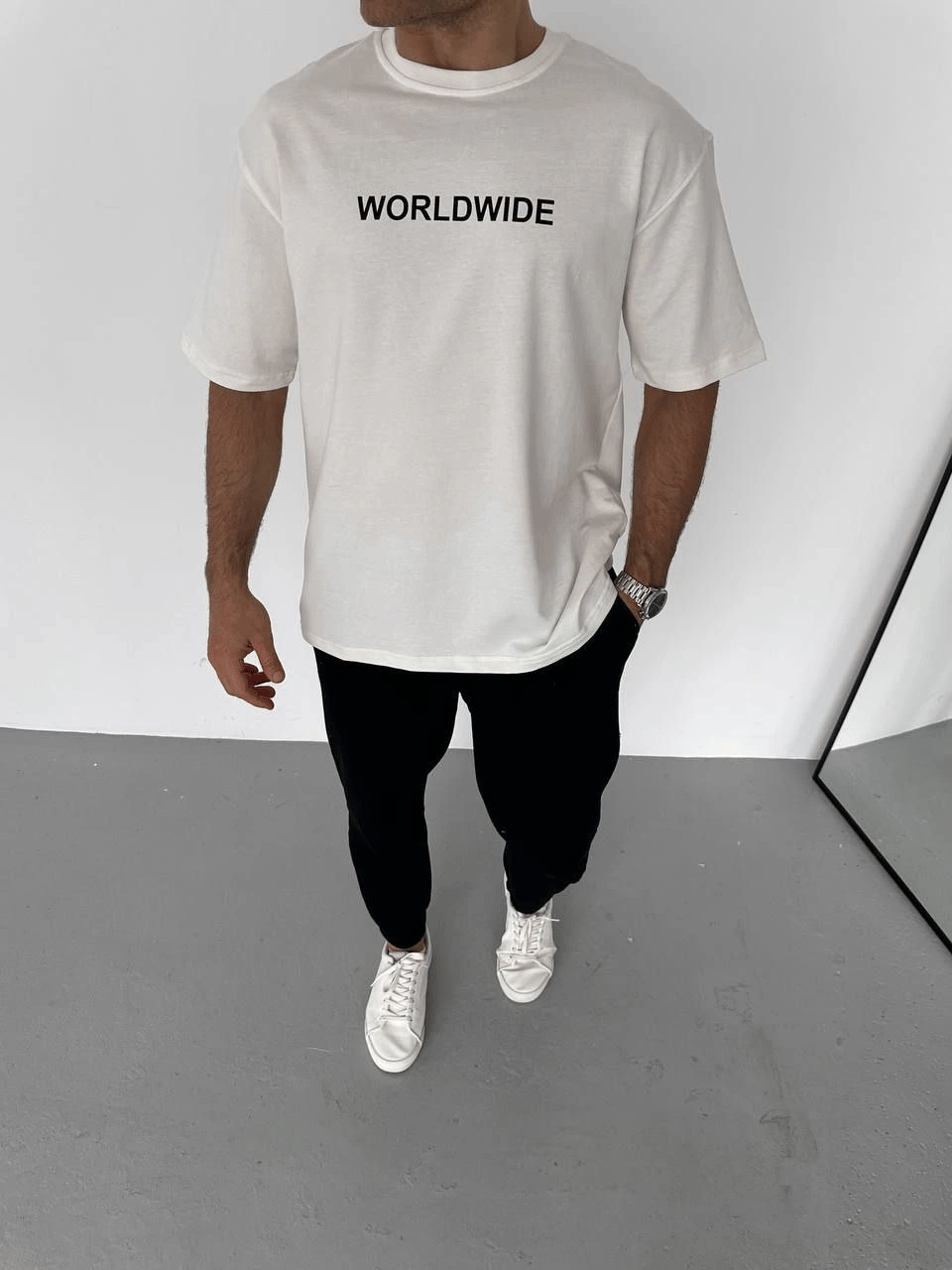 Erkek Yazlık Baskılı Tişört Bisiklet Yaka Kısa Kol Regular Fit T-Shirt - Beyaz