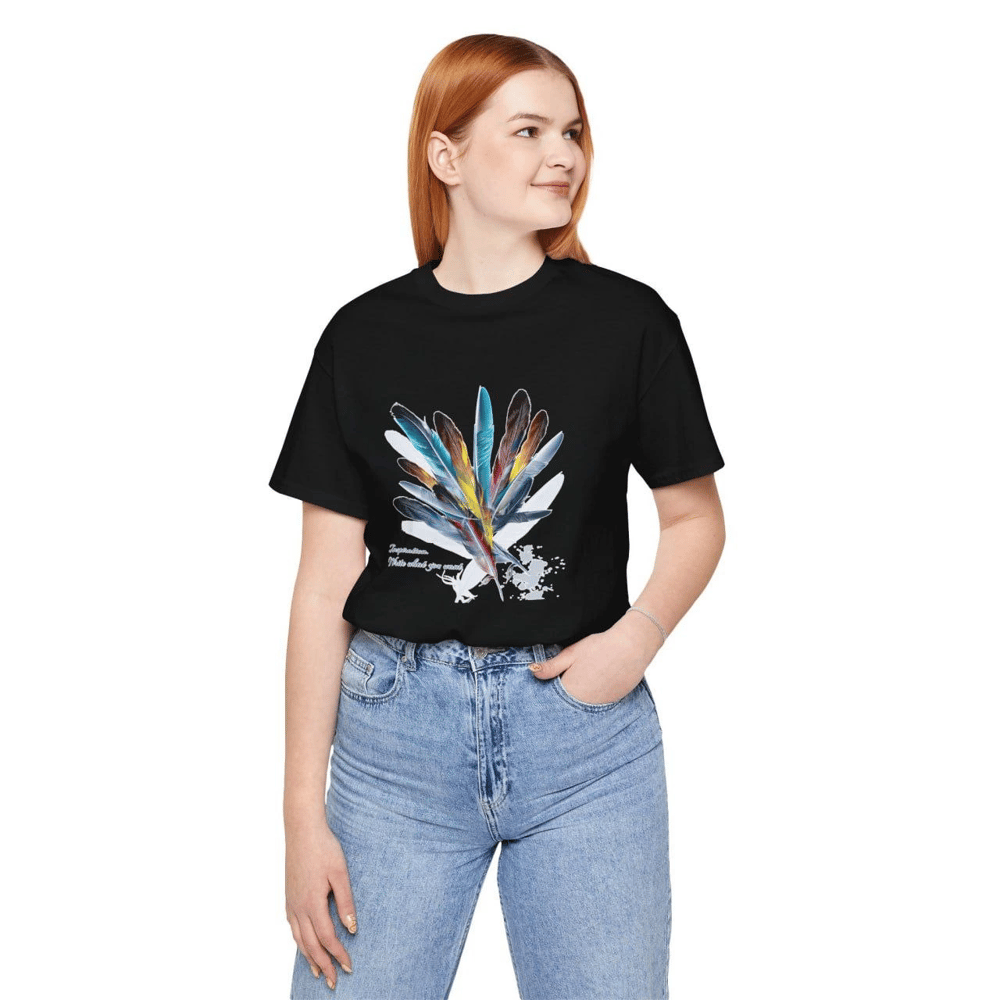 Kadın Baskılı T-Shirt Kısa Kol Bisiklet Yaka Oversize Rahat Kalıp Tişört - Siyah