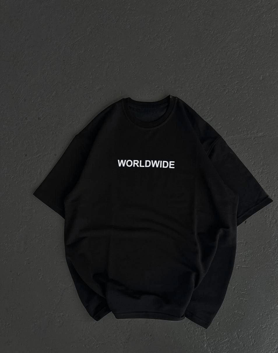 Kadın Baskılı T-Shirt Kısa Kol Bisiklet Yaka Oversize Rahat Kalıp Günlük Tişört   - Siyah