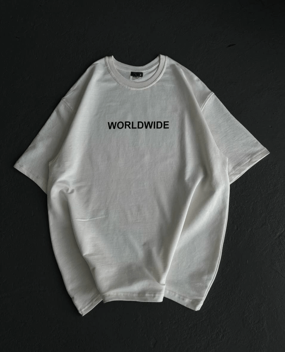 Kadın Baskılı T-Shirt Kısa Kol Bisiklet Yaka Oversize Rahat Kalıp Günlük Tişört   - Beyaz