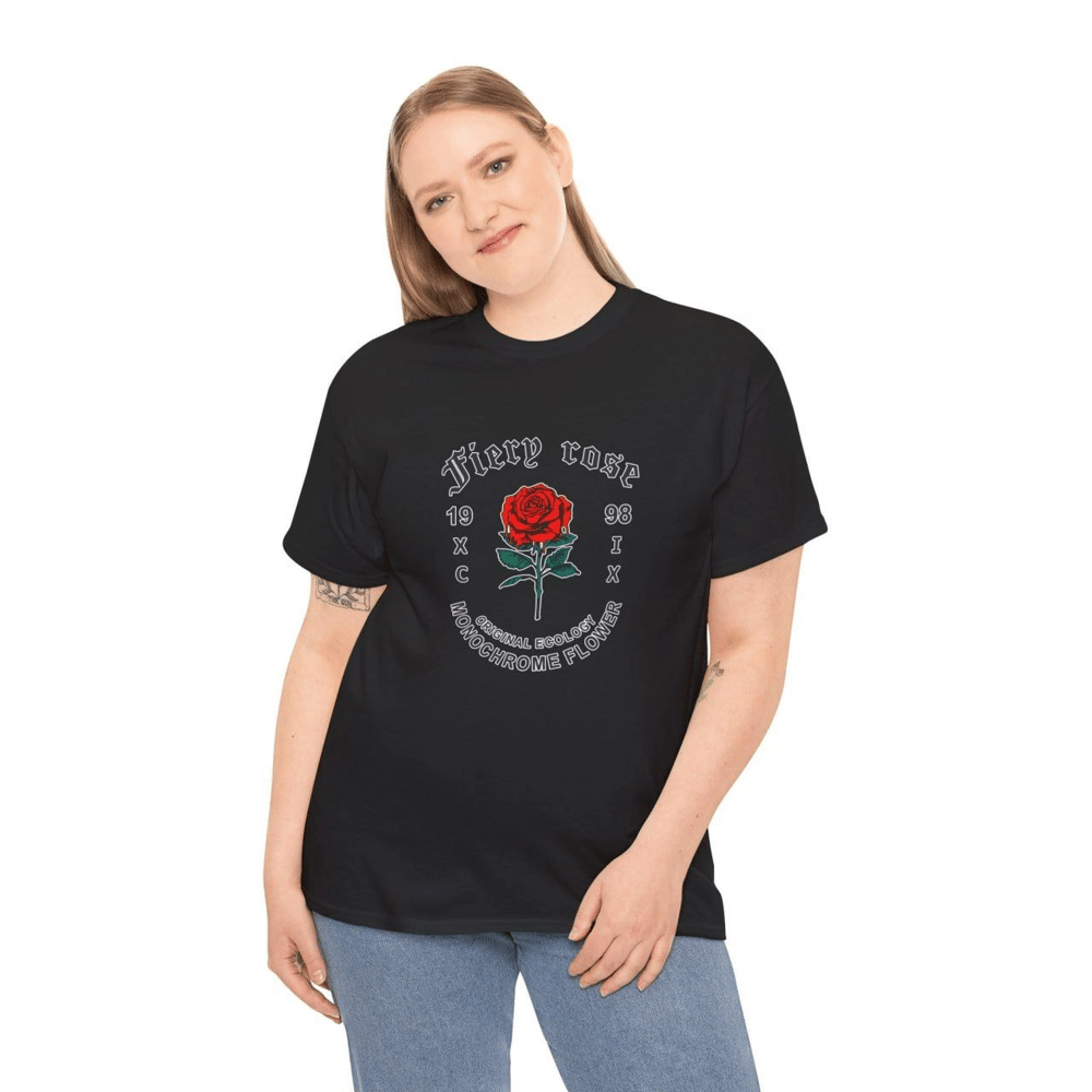 Kadın Bisiklet Yaka Baskılı  Kısa kol T-Shirt - Siyah