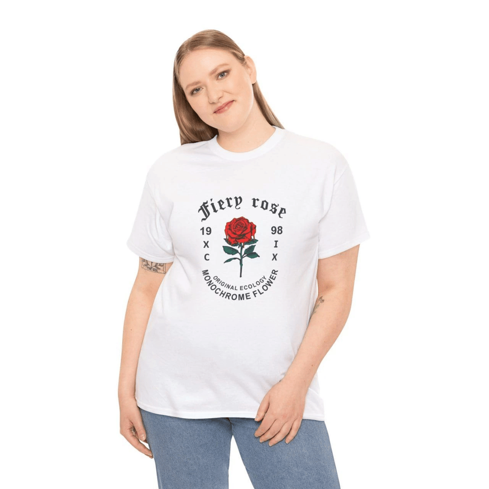 Kadın Bisiklet Yaka Baskılı  Kısa kol T-Shirt - Beyaz