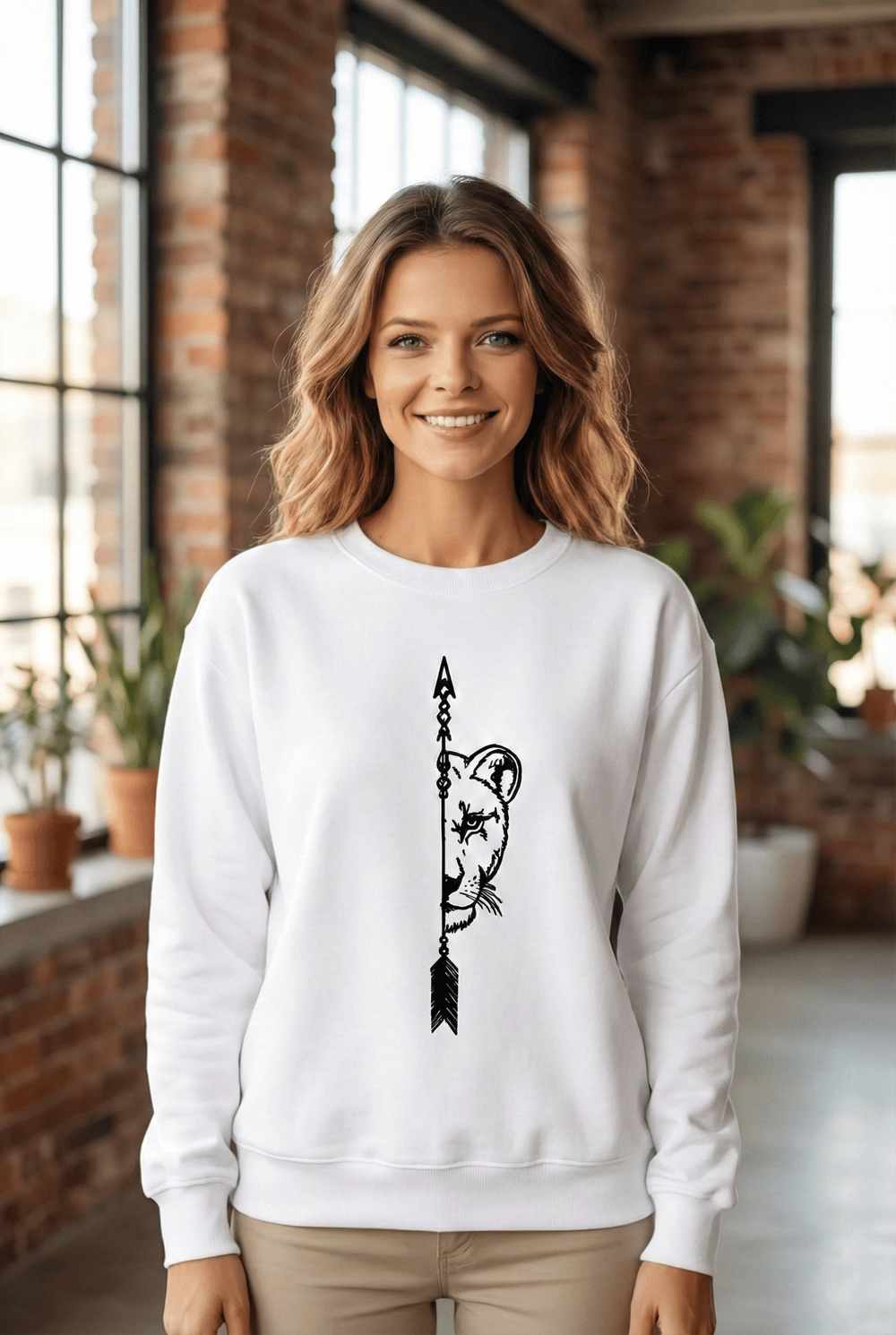 Sevgililer Günü Baskılı Oversize Bisiklet Yaka Sweatshirt - Beyaz