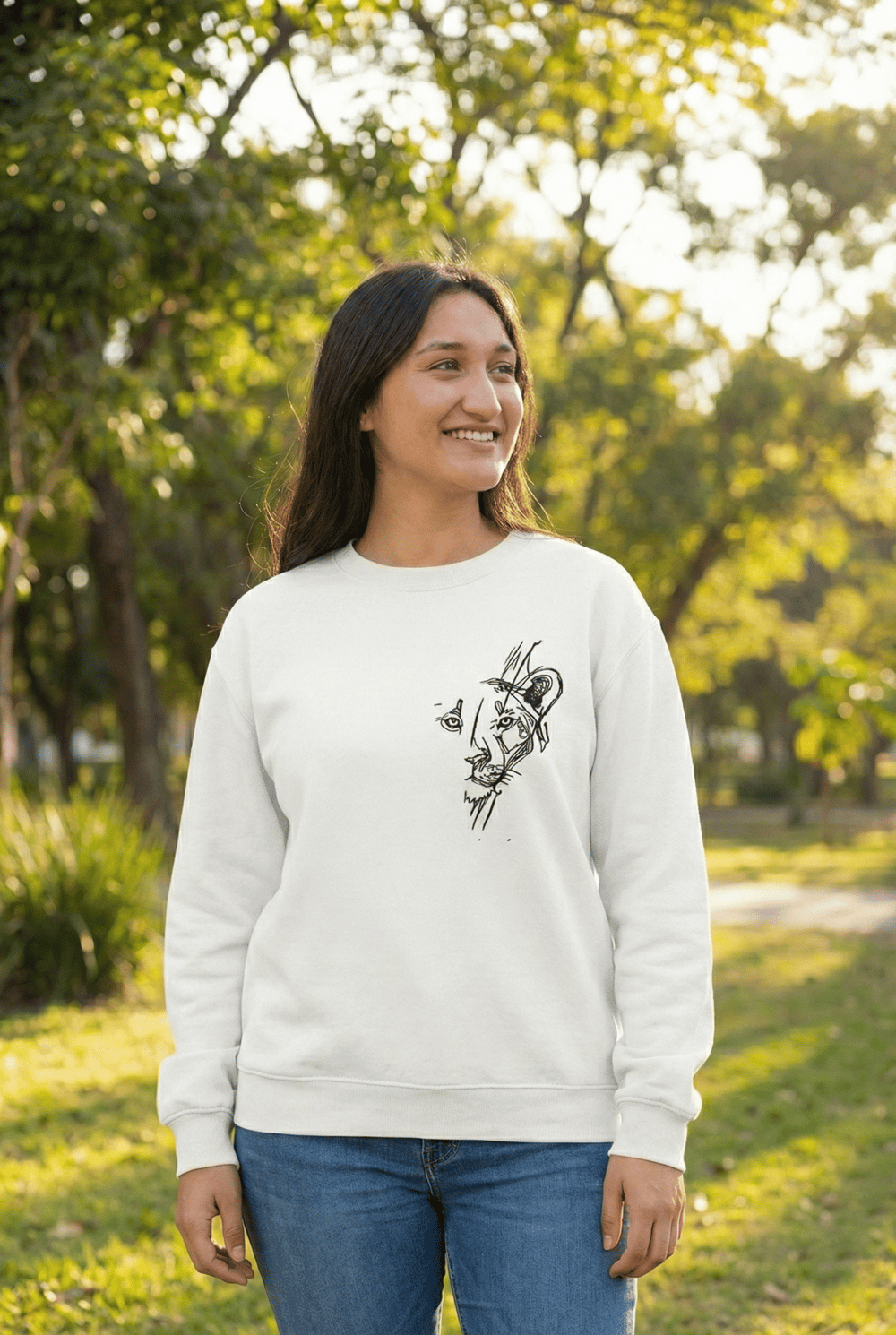 Sevgililer Gününe Baskılı Oversize Bisiklet Yaka Sweatshirt - Beyaz