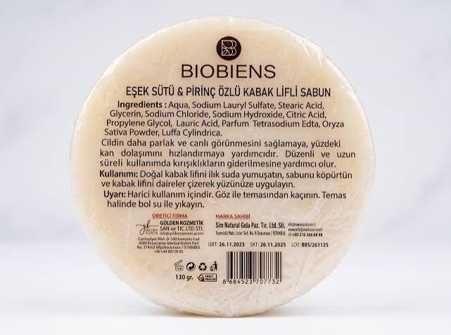 Biobiens 130gr Lifli Sabun Eşek+Pirinç