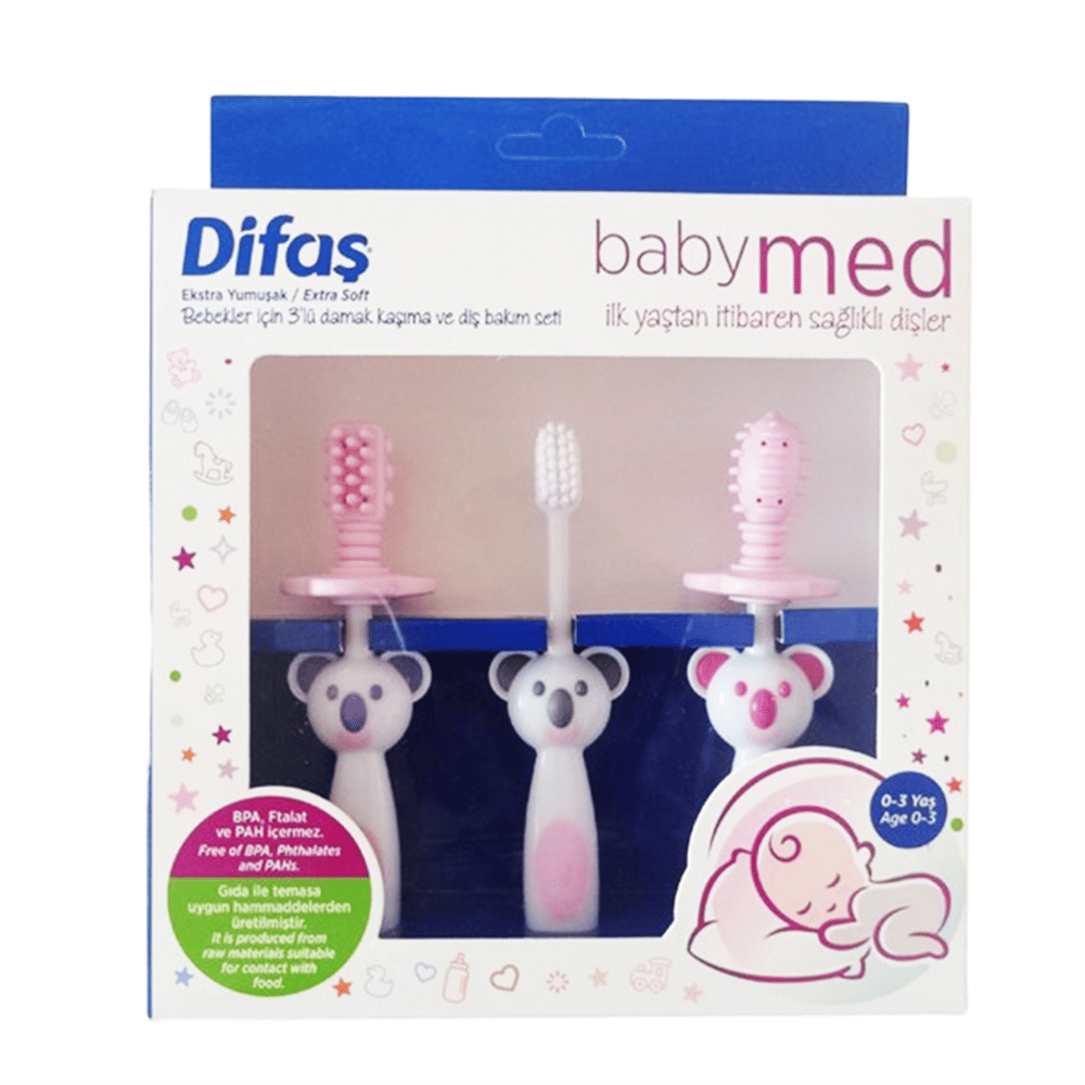 Difas Baby Med 3lü Ağız Bakım Seti Pembe