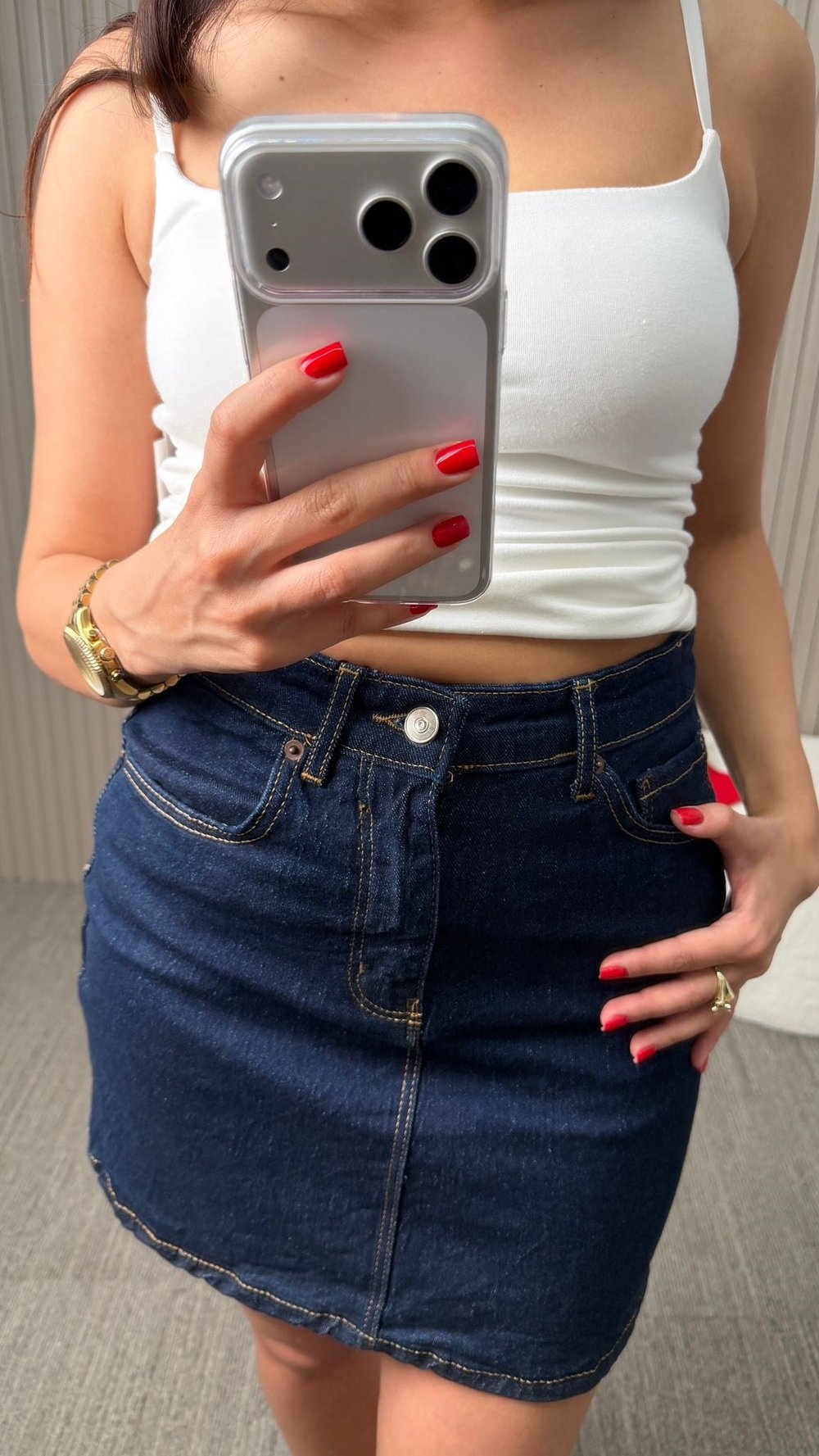 Lacivert Denim Etek