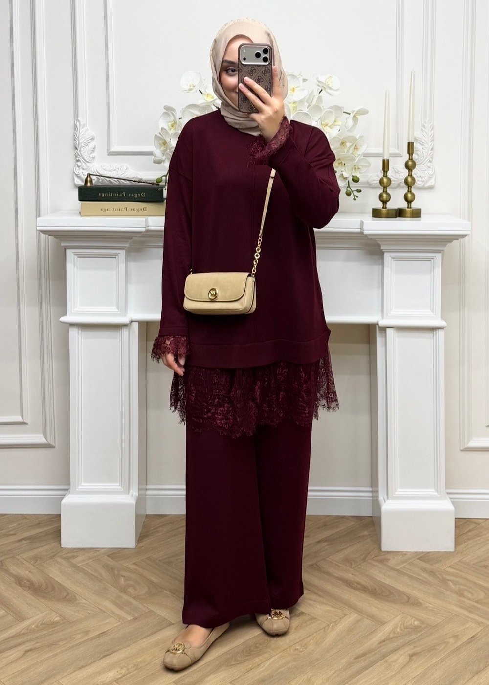 Layla Merserize Takım Bordo
